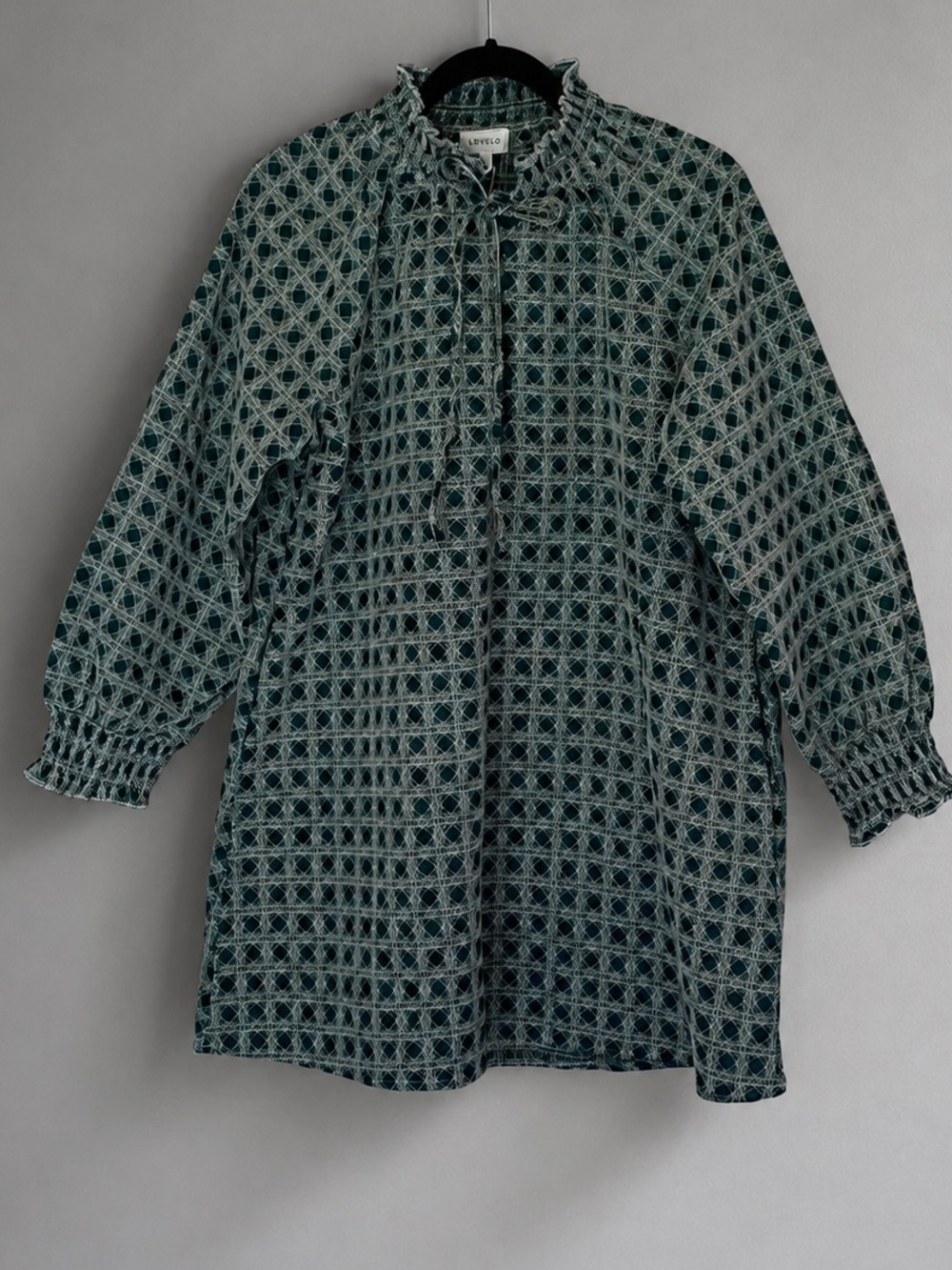 LOVELO Emerald Textured Mini Dress – Size Large NWT